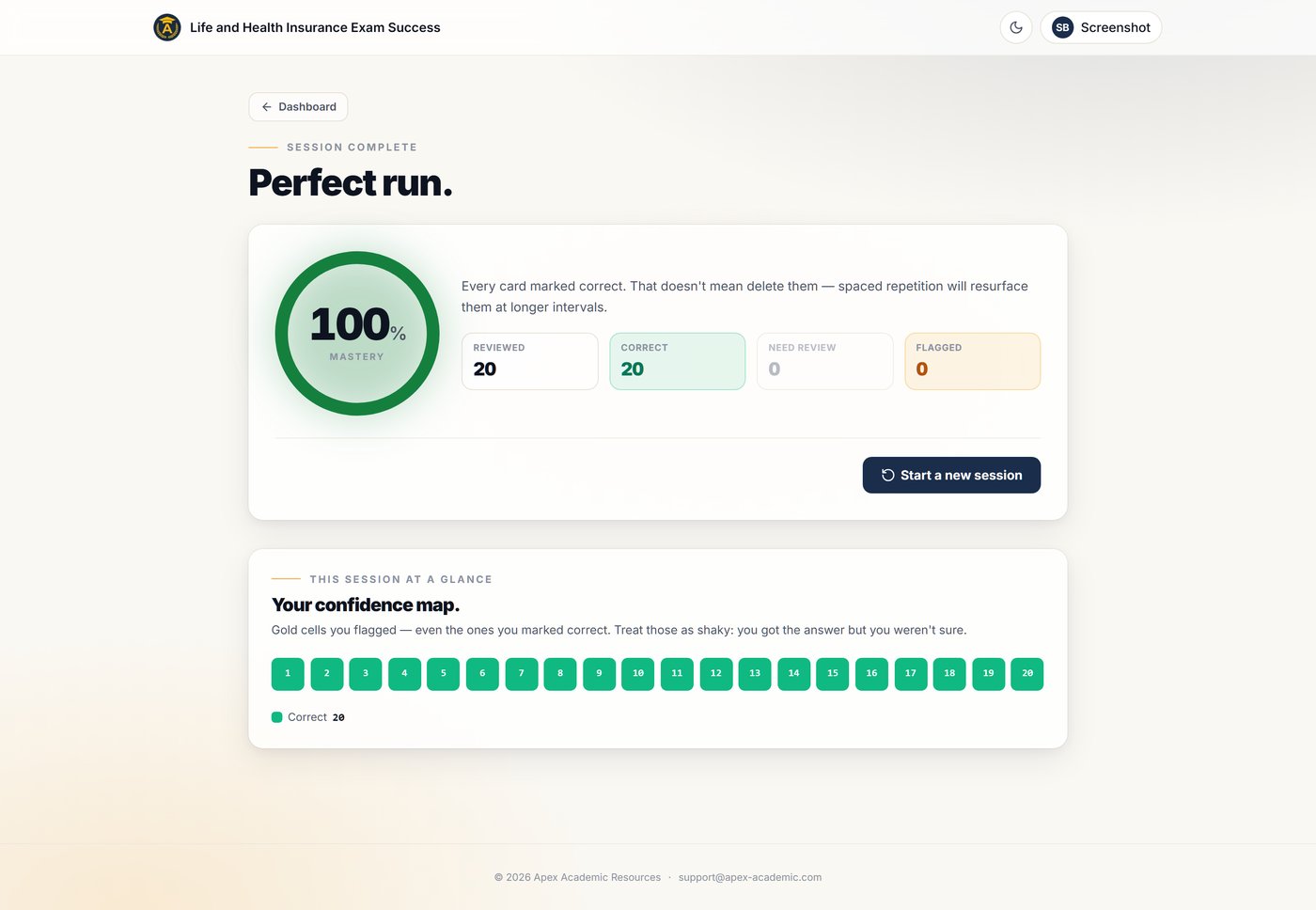 Flashcards — Spaced repetition with a confidence map
